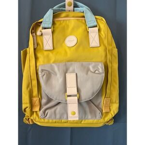Himawari Yellow Grey Colorblock Backpack School Travel Bag NEW